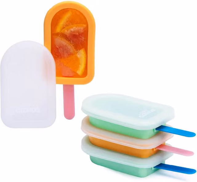 Wicked Gizmos 4 Rectangular Silicone Ice Lolly Moulds with Sticks in Multicolour