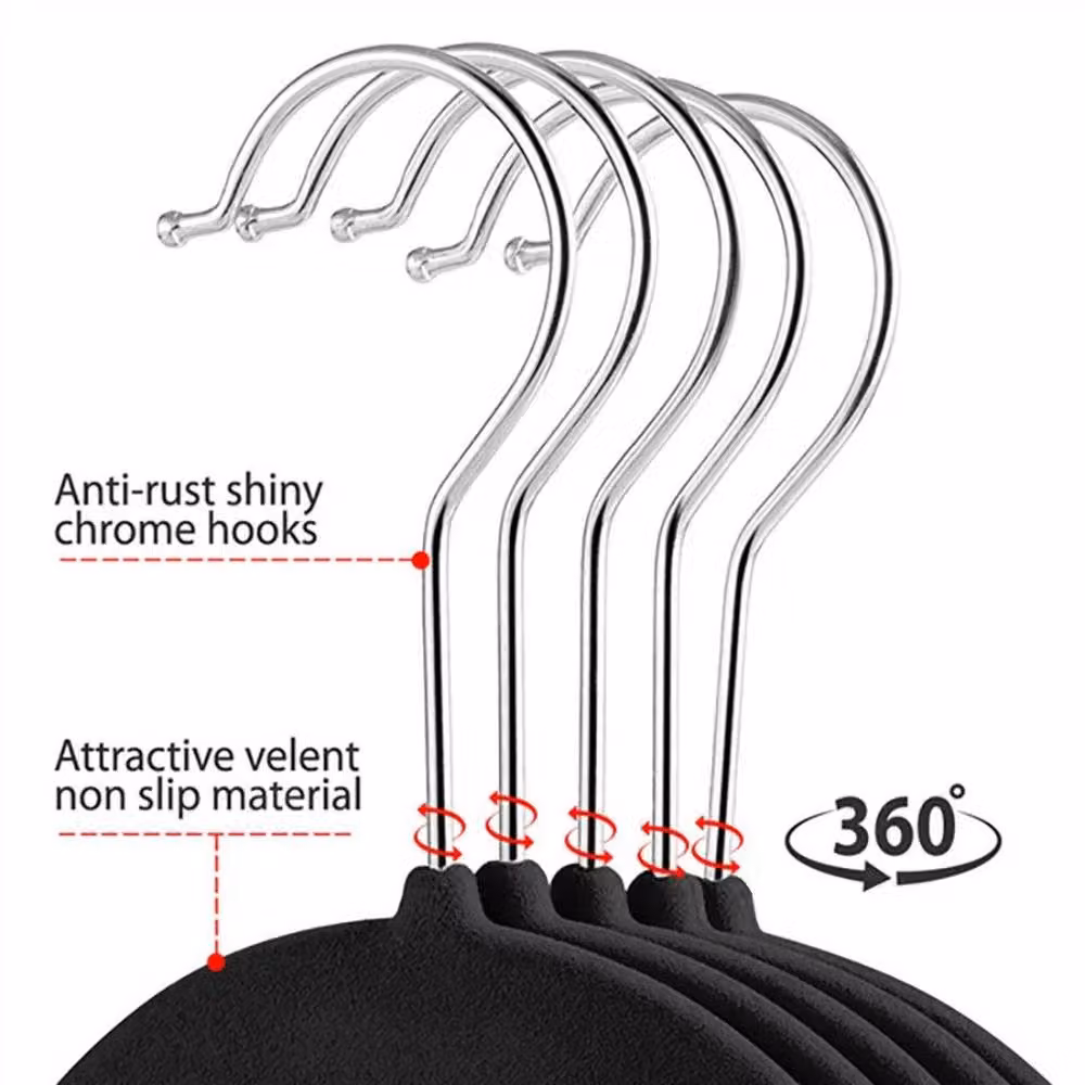 Kelvenix Black Velvet Anti Slip Coat Hangers, Pack of 60 – 4