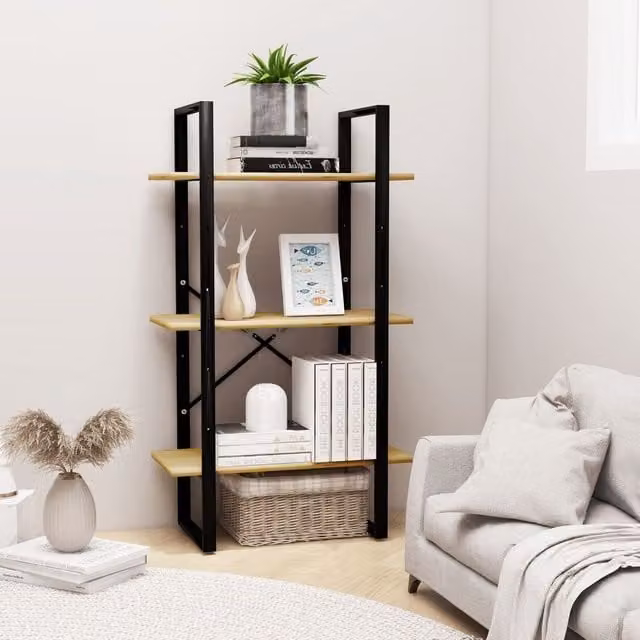 Berkfield Brown Solid Pine Wood and Metal Industrial Home Storage Shelf with Adjustable Shelves, W/D/H: 60 x 30 x 105 cm