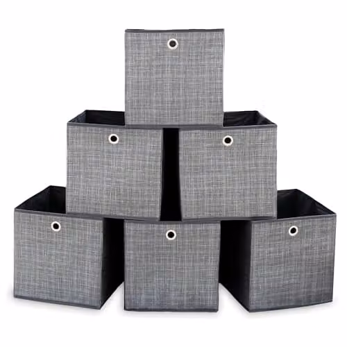 Libbi Lou Fabric Storage Cube Boxes Set of 6, Grey, W/D/H: 30 x 30 x 30 cm – 1