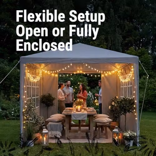 Gr8 Garden Waterproof Gazebo with Sides in White, W/D/H: 300 x 300 x 245 cm – 4