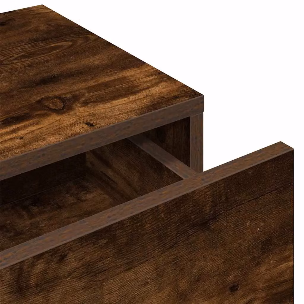 Berkfield Home Wall Shelf with Drawers in Smoked Oak Brown, W/D/H: 100 x 36 x 19 cm – 4