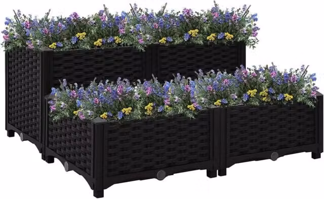Berkfield Home Black Polypropylene Raised Bed W/D/H: 80 x 80 x 38 cm – 1