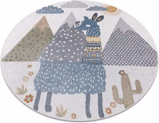 RugsX Bono Round Kids Motif Rug in Yellow and Multicolour, Diameter: 160 cm
