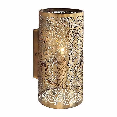 Endon Secret Garden Modern Dimmable Wall Light in Gold and Wood