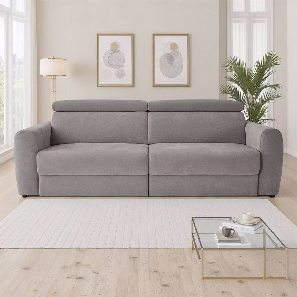 Furnishings For Less UK Dawson Grey 3 Seater Electric Fabric Sofa Bed with Power Sliding Seats and Adjustable Headrests W/D/H: 238 x 113 x 105 cm – 2