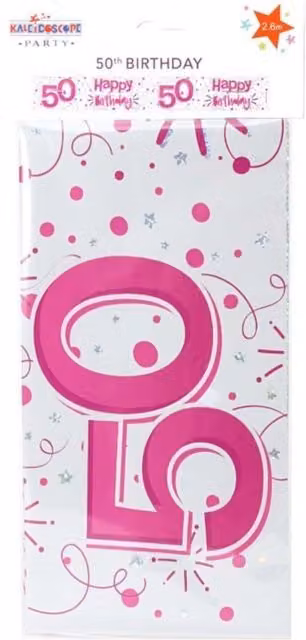 KDMD Silver and Pink 50th Birthday Hanging Pennant Banner with 18 Letters