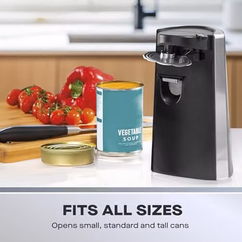 Daewoo SDA2313 Multifunction Electric Tin Can Opener, Knife Sharpener and Bottle Opener in Black and Silver – 3