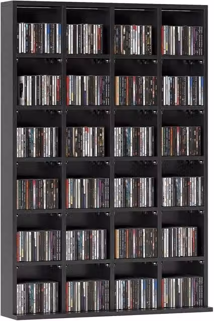 Kelvenix 456CD/336DVD Media Storage Shelf with Adjustable Shelves in Black, W/H: 89 x 130.5 cm