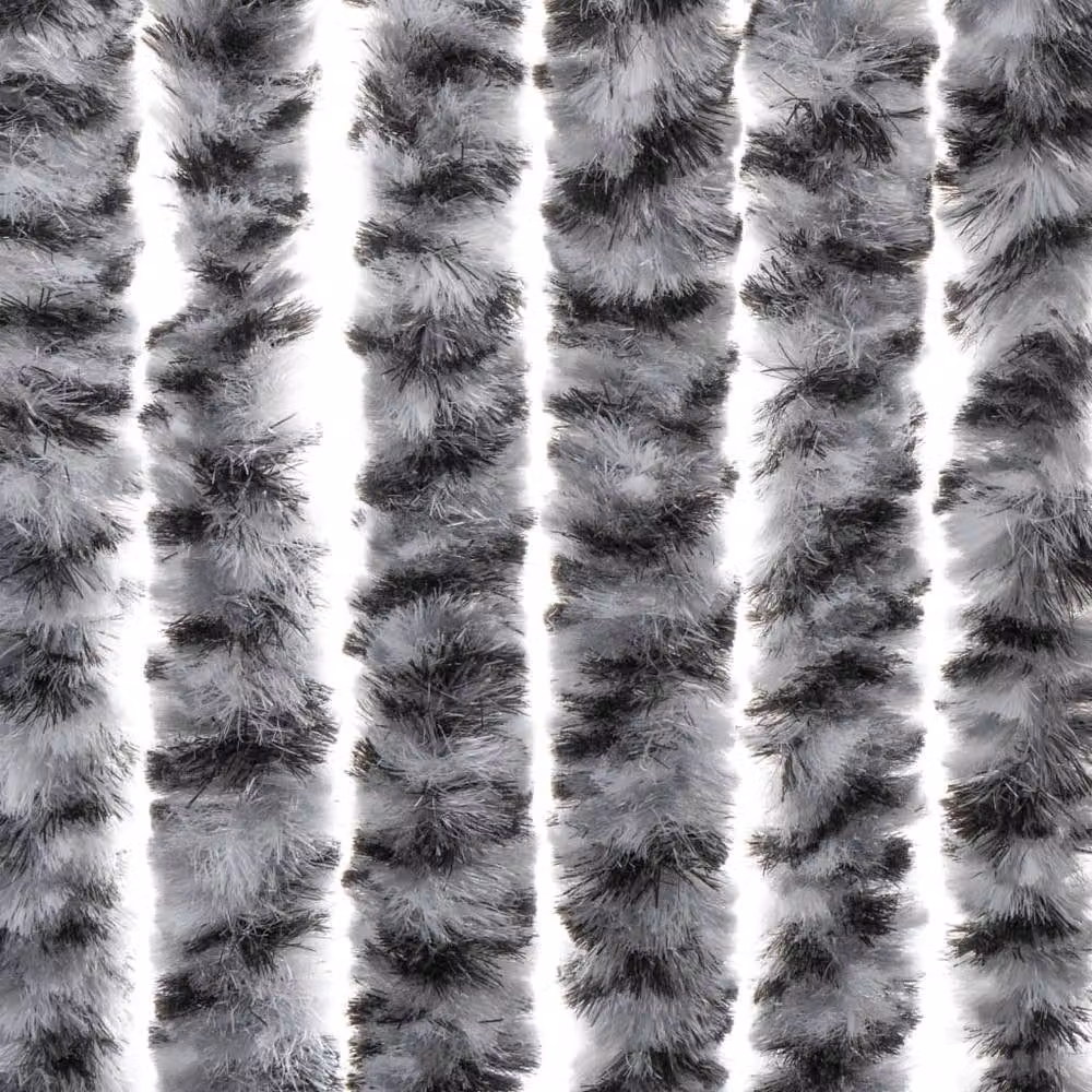 Berkfield Home Chenille Soft Fly Curtain in Grey, Black and White, W: 100 cm, H: 200 cm – 6