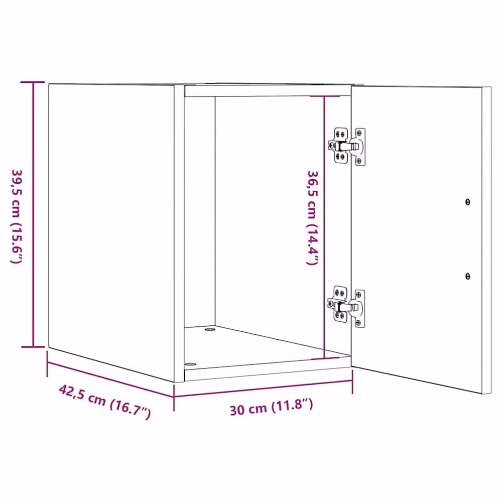 Berkfield Home Black Oak Wall Cabinet W/D/H: 30 x 42.5 x 40 cm – 6