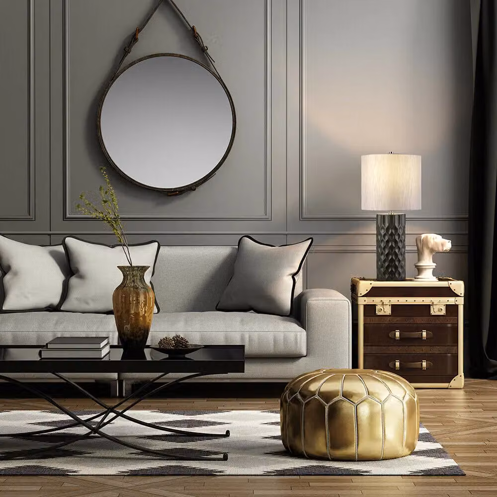 Loops Table Lamp in Grey with Metal and Ceramic Details, E27 60W LED Compatible – 2