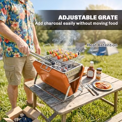 Outsunny Portable Tabletop Charcoal BBQ Grill in Orange – 4