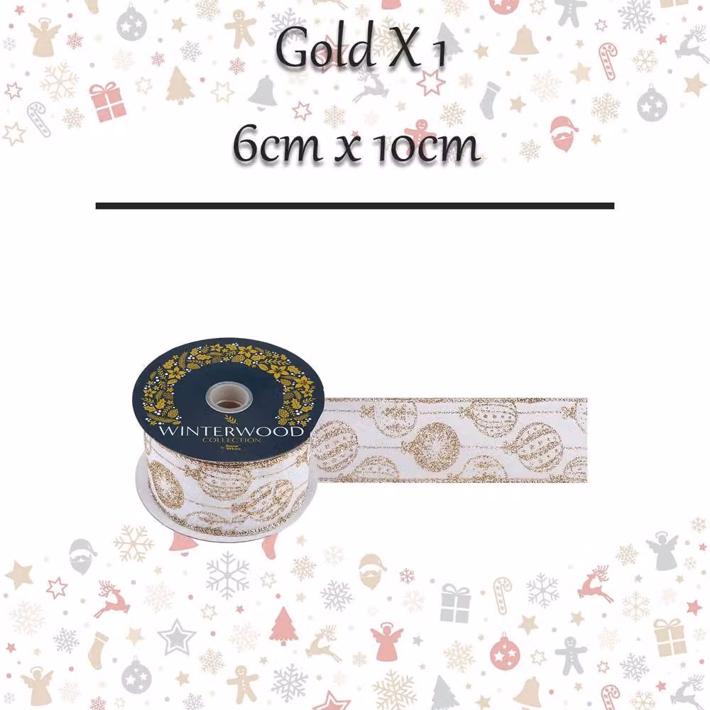 VFM e-Store Gold Christmas Ribbon Garland, W: 6 cm, H: 10 cm – 2