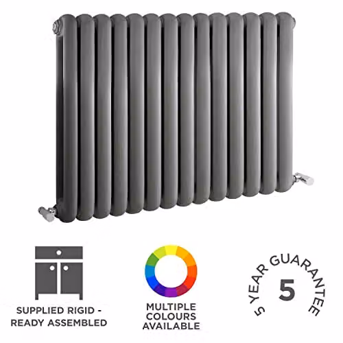 Hudson Reed HSA008 Salvia Modern Horizontal Designer Double Panel Bathroom Radiator, Anthracite, W: 63.5 cm, H: 86.3 cm, Set of 2 Pieces – 5