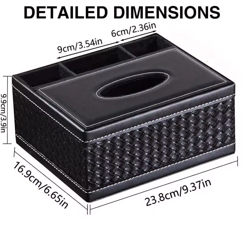 Smartbies Leather Multifunctional Tissue Box Organizer in Black, W: 16.5 cm, D: 9.5 cm, H: 16.5 cm – 2