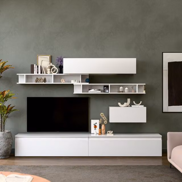 Decorotika Elche Wall Mounted Entertainment Center in High Gloss White