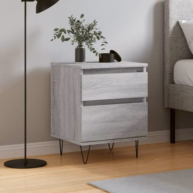 Berkfield Home Grey Sonoma Bedside Cabinet in Engineered Wood, W: 40 cm, D: 35 cm, H: 50 cm
