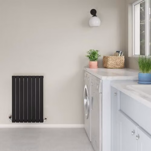 UK Radiators Typhoon Black Flat Tube Horizontal Designer Radiator, W: 54.4 cm, H: 80.0 cm – 2
