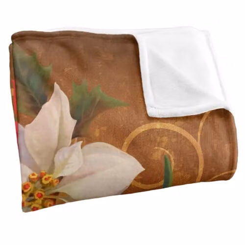 JQ Licensing Winter Floral Poinsettias Super Soft Fleece Throw Blanket, Multicolour, W: 91 cm, D: 147 cm – 2
