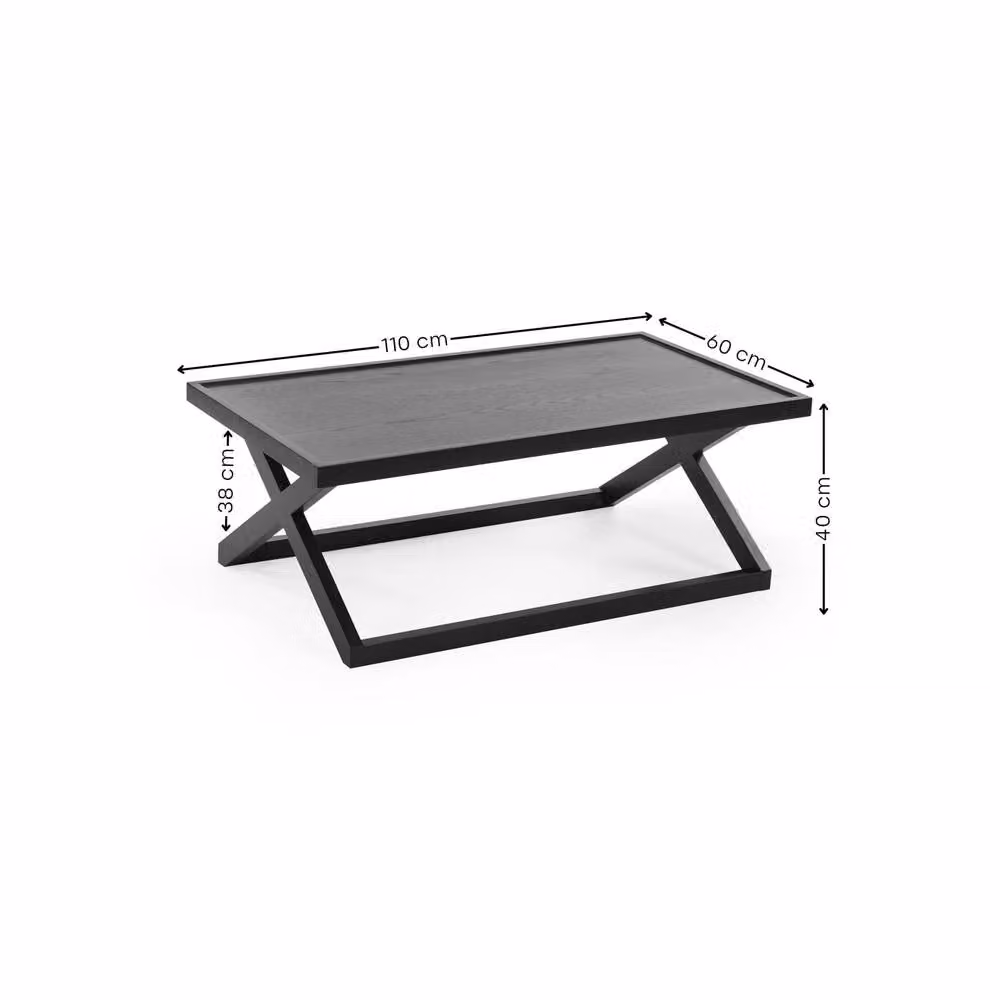 Cheshire Glenrothes Modern Rectangular Coffee Table in Black, W: 110 cm, D: 40 cm – 6
