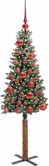 Berkfield Home Elegant Slim Christmas Tree with 150 LEDs in Green and White, Height: 150 cm – 1