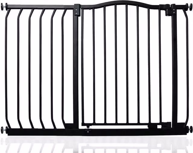 Safetots Curved Top Safety Gate in Black, No-Drill Extendable Swing Door for Doors and Stairs, Width: 98 cm - 107 cm