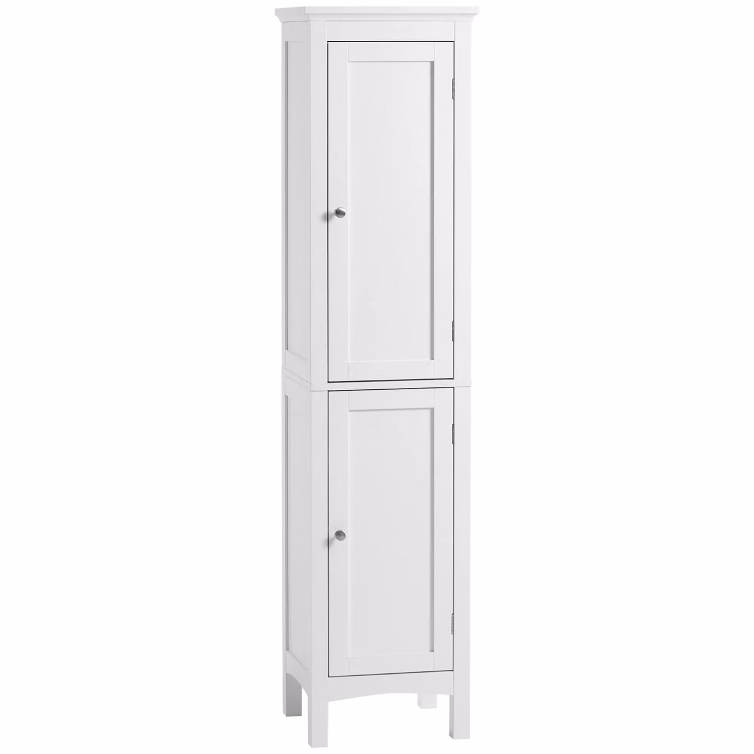 Kleankin Freestanding Tall Bathroom Cabinet with Hinged Double Doors and Internal Shelves, White – 2