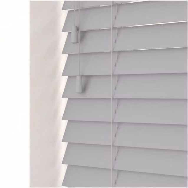 NewEdgeBlinds Smooth Finish Faux Wood Venetian Blinds with Cord, Dove Grey, W: 90 cm, H: 120 cm