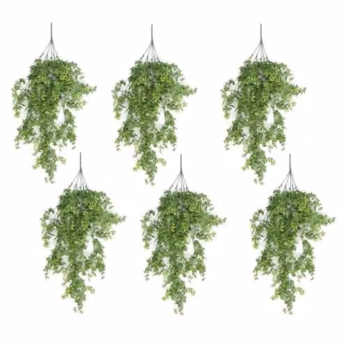 Pack of 6 Green Leaf Artificial Hanging Forest Foliage Plants, 81cm – 1
