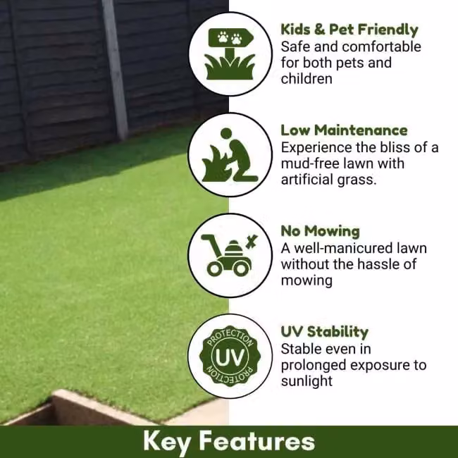 Artificial Grass GB Fern 20mm Soft Artificial Grass in Green, W: 400 cm, D: 800 cm – 2