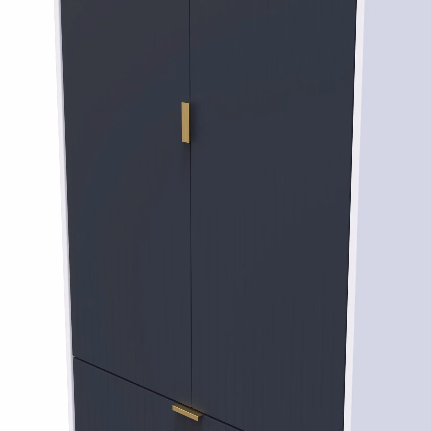 Bexley Ready Assembled 2 Door 2 Drawer Wardrobe in Dark Blue with Gold Details – 3