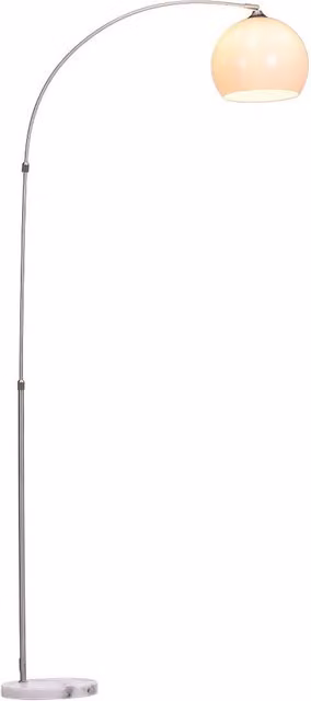 Living Star Modern White and Chrome Arc Floor Lamp with Marble Base, Height: 145 cm