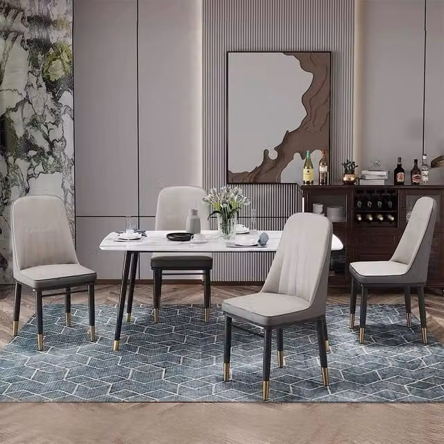 EONLION Set of 4 Grey Synthetic Leather Dining Chairs