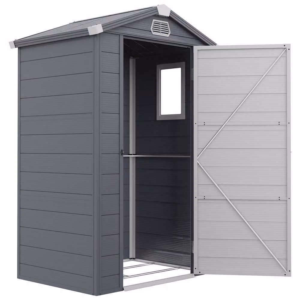 Rolipo Grey Plastic Garden Shed with Aluminium Frame – 2