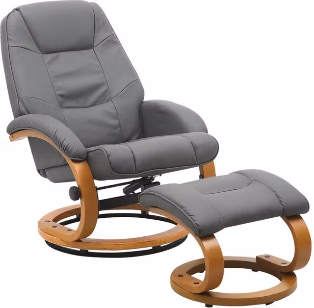 Garden Sanctuary Grey Ergonomic Executive Reclining Office Chair with Footstool and Headrest – 1