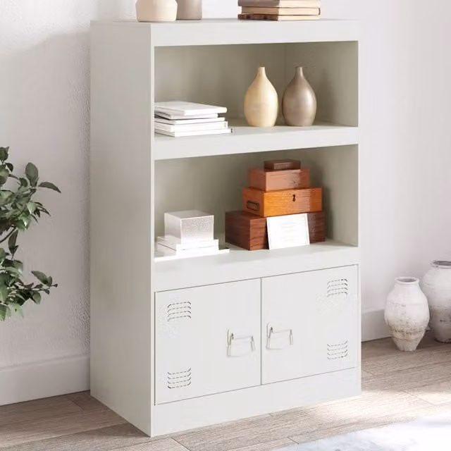 Berkfield Home White Matt Metal Sideboard W/D/H: 67 x 39 x 107 cm