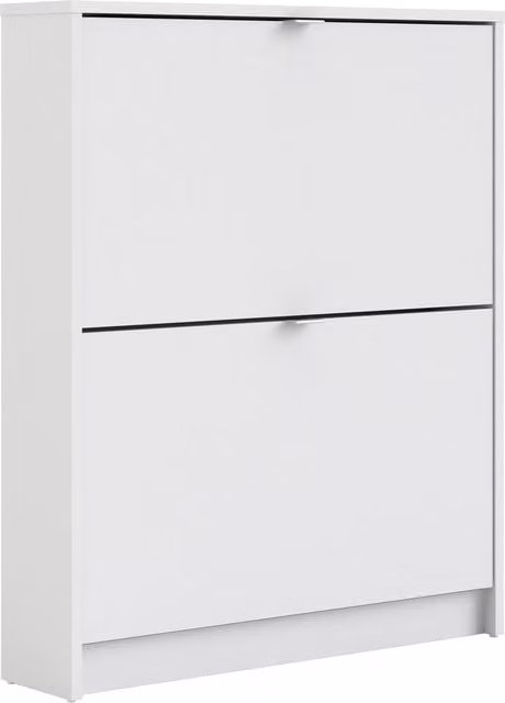 Furniture To Go Modern White Matt 1-Layer Shoe Cabinet with 2 Tilting Doors