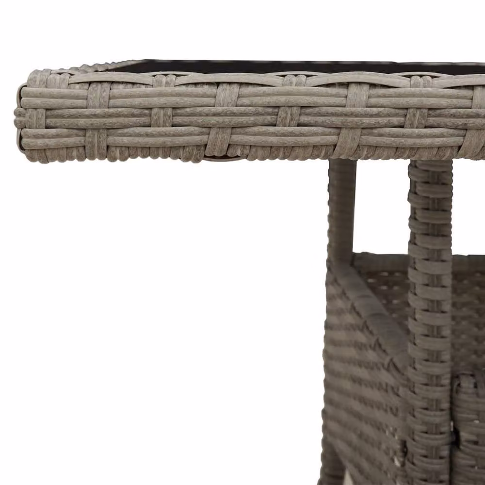 Berkfield Home Square Garden Table with Glass Top in Light Grey, W/D/H: 80 x 80 x 75 cm – 6