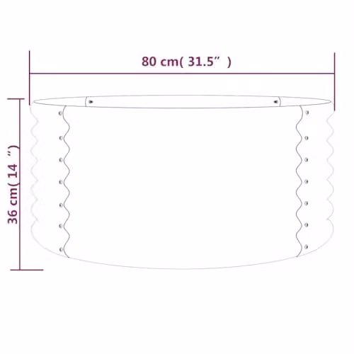 vidaXL Anthracite Galvanised Steel Garden Planter Tub W: 80 cm, D: 80 cm, H: 36 cm – 3