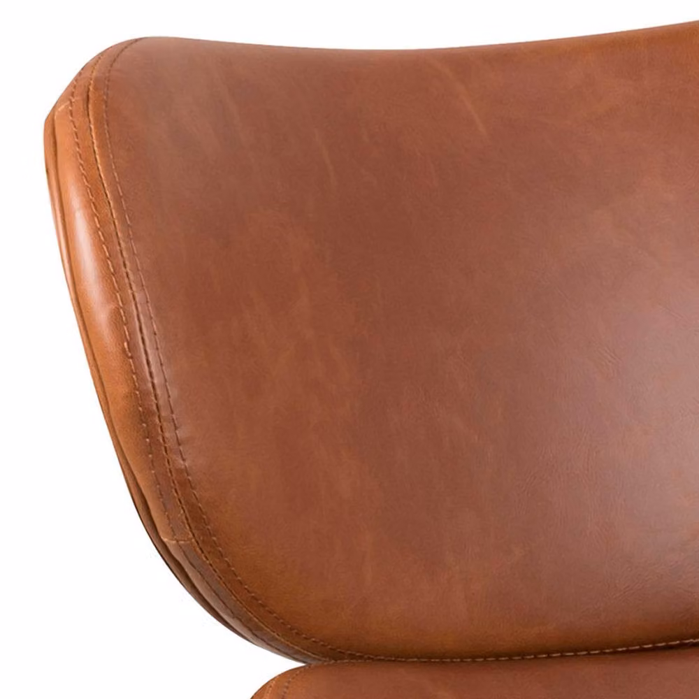 Wyld Haus Mazapan Lounge Chair in Brown Faux Leather with Metal Frame – 3