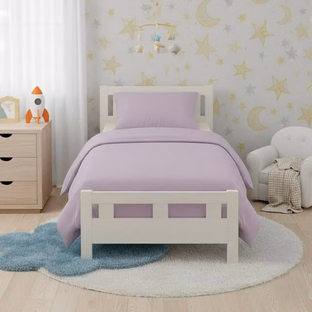Snug City Lilac Flannelette Cotton Cot Bed Duvet Cover and Pillowcase Set, W/D/H: 120 x 60 x 40 cm – 1