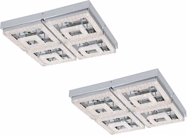 Loops 2 Pack Modern LED Wall and Ceiling Light in Chrome with Transparent Crystal Plastic Shade