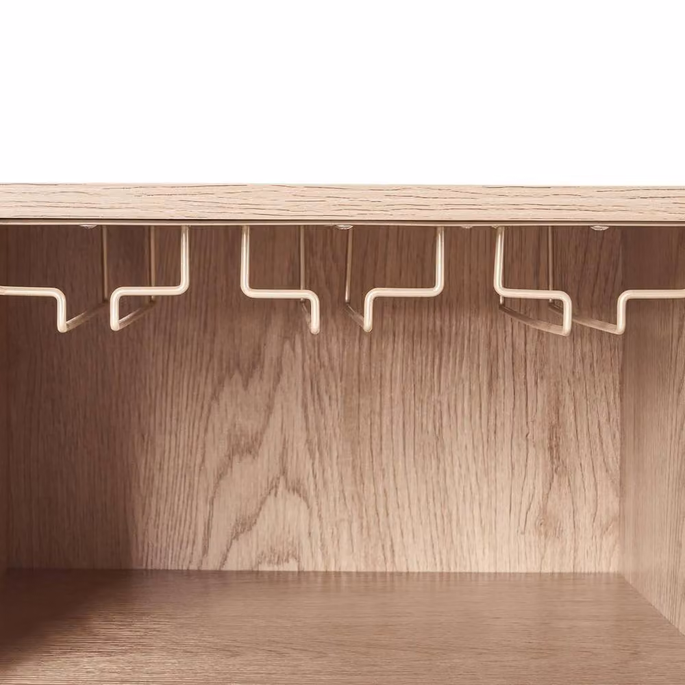 Wyld Haus Brown Rattan and Rubberwood Sideboard with 9-Bottle Wine Rack – 3