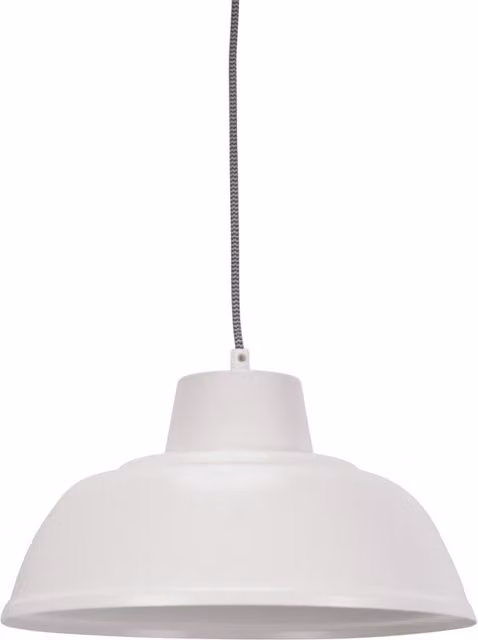 ValueLights Morris Mid-Century Dome Hanging Pendant Ceiling Light Fitting with LED Bulb, White