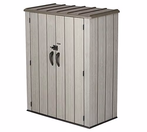 Lifetime Tall Garden Storage Cabinet in Brown and Grey, W/D/H: 74 x 47 x 174 cm