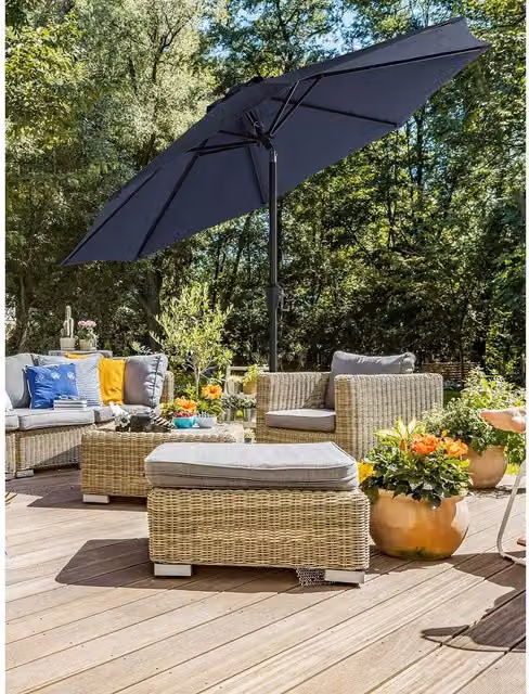 SONGMICS 3m Garden Parasol Umbrella with Crank in Blue with UPF 50 Protection
