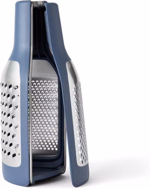 Chef'n 2-in-1 Tower and Plane Box Grater with Multiple Stainless Steel Blades and Non-Slip Base, Blue
