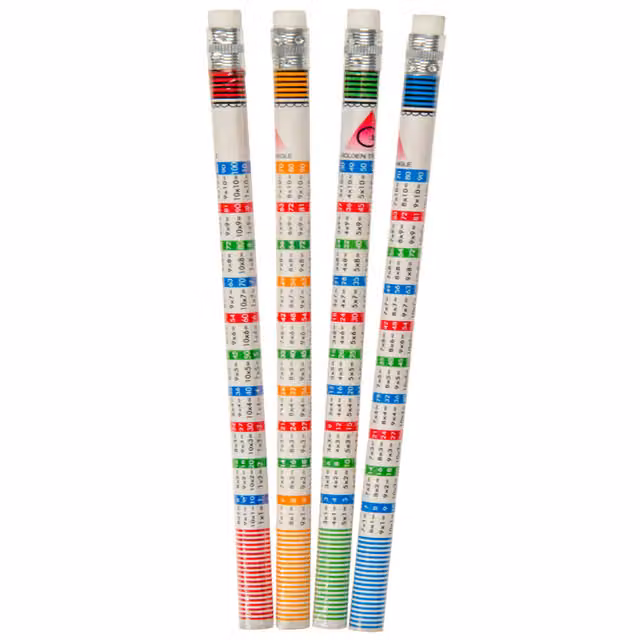 LG-Imports Pack of 12 Multiplication Tables Design Graphite Pencils with Eraser in White and Multicolour