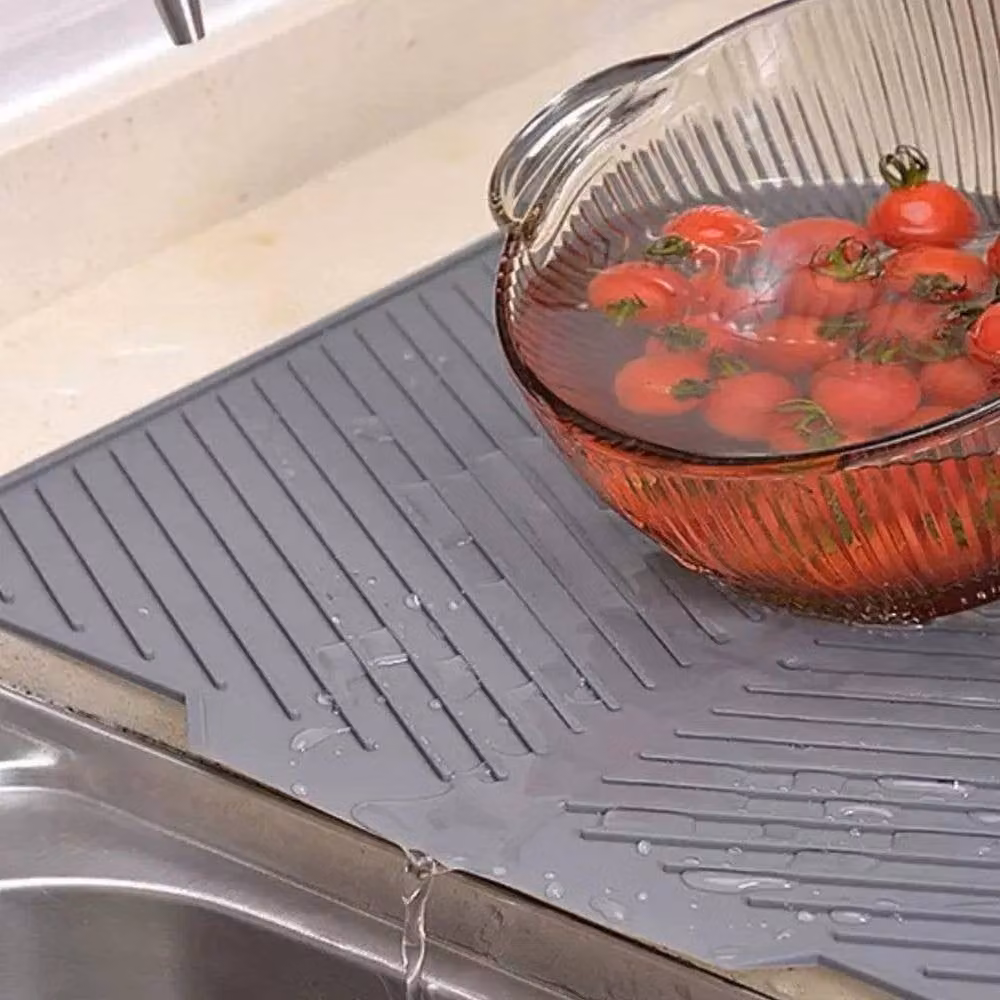 PAWNORA Extra Large Non-Slip Silicone Draining Mat in Grey – 3